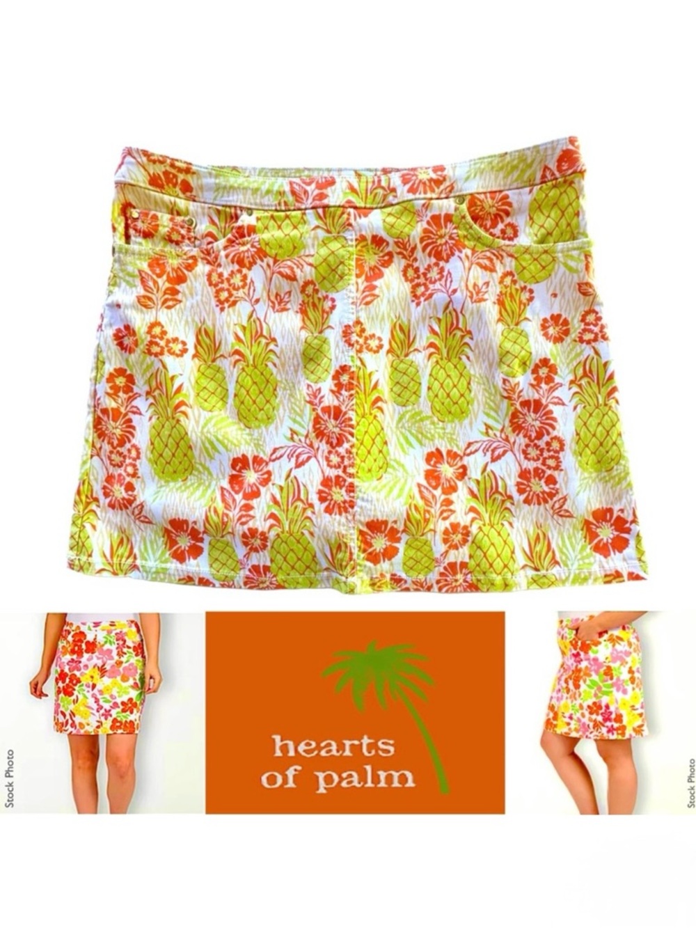 Hearts of Palm Tropical Stretch Golf Tennis Activewear Skort (16P)
